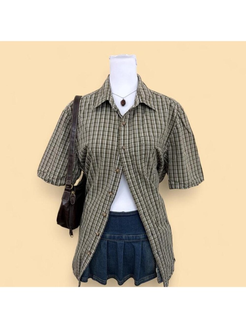 y2k plaid skater button down
